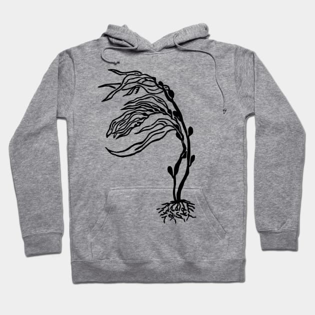 Hold Fast in Ocean Giant Kelp (Black Ink Version) Hoodie by LaForma